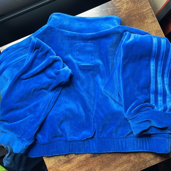 NWT - Adidas X Jeremy Scott Blue Velour Crop Top Track Jacket - Picture 7 of 9